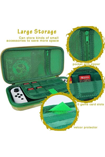 erorex حقيبة حمل نينتندو سويتش المحمولة ذات الغلاف الصلب والواقية وحقيبة تخزين تحتوي على 10 فتحات لبطاقات الألعاب