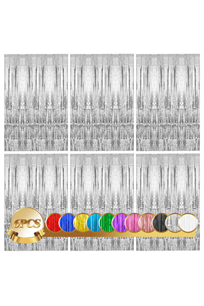 OEM Decorațiuni de petrecere din beteală argintie strălucitoare, 6 buc., 1x2 m