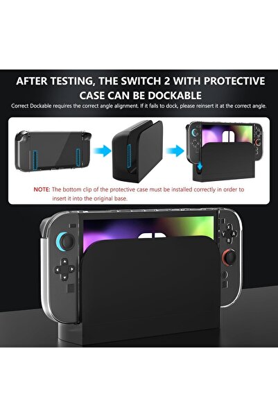 erorex جراب شفاف قابل للتركيب لجهاز Nintendo Switch 2، غطاء حماية لجهاز تحكم Switch 2 Joy Con، جهاز كمبيوتر متين