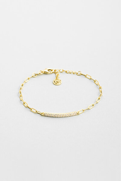 So CHIC... Noemi 18 Ayar Sarı Altın Kaplama 19 Cm Gümüş Minimal Bileklik