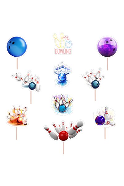 Bita Decorations Cupcake/cake accessories set, 10 pcs, Bowling theme, Photo Paper Glossy