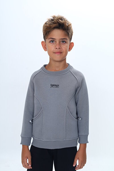 njn سويت شيرت للأولاد برقبة دائرية وأكمام راجلان وجيب