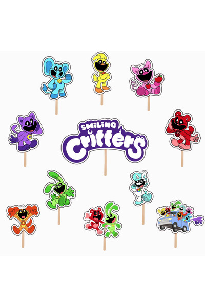 Bita Decorations Cupcake/Cake Accessory Set, 11 pcs, Smiling Critters Theme, Photo Paper Glossy