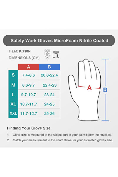 KAYGO Set of 3 pairs of work gloves, nylon/nitrile, black/grey, size L