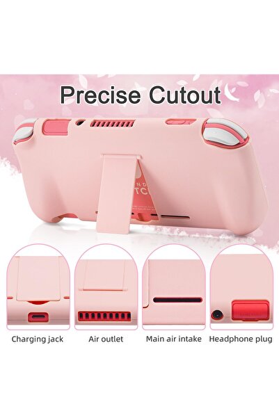 erorex مجموعة ملحقات حقيبة السفر الوردية لجهاز سويتش لايت، غطاء واقٍ صلب، حامل زجاجي