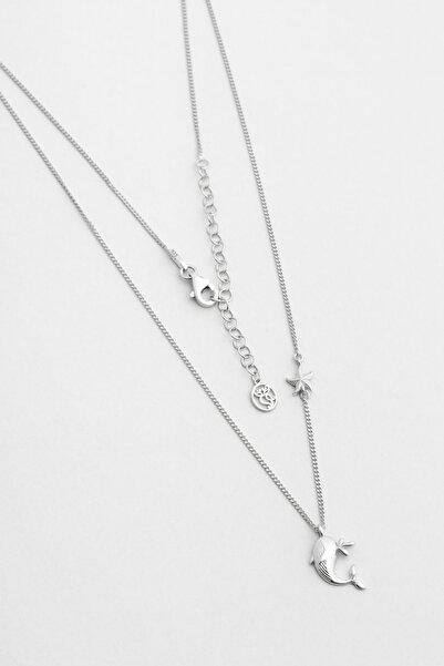 So CHIC... Little Whale 18 Ayar Beyaz Altın Kaplama 46 Cm Gümüş Kolye