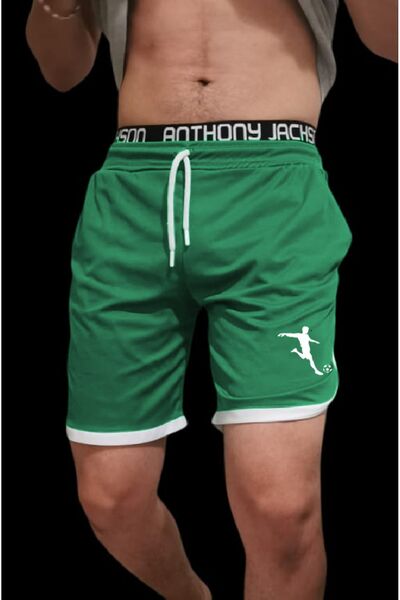 Deep sense Ανδρικά πράσινα με ρέλι αθλητικά σορτς βερμούδας Μπάσκετ Ποδόσφαιρο Γυμναστήριο Αντραμάν Τρέξιμο