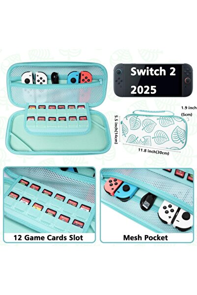 erorex حقيبة حمل نينتندو سويتش 2، حقيبة سفر محمولة مقاومة للصدمات، 12 فتحة لبطاقات الألعاب، حقيبة تخزين داخلية