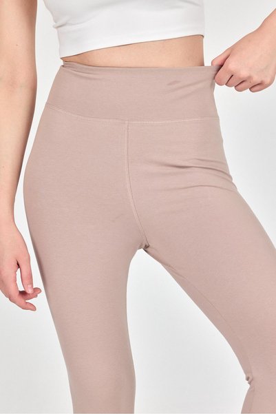 COMEOR Women's Beige High Waist Capri Leggings