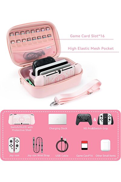 erorex Large Travel Case Switch/Oled 16 Game Card Slots Console Pro Controller Dock Accessories Star Wings