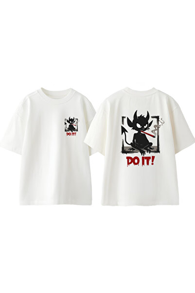 Anetos Tricou Do It Design Back cu imprimeu Cotton White supradimensionat