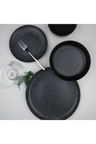 Kütahya Porselen KÜTAHYA PORSELEN CROUTON 24 PARÇA YEMEK TAKIMI SİYAH