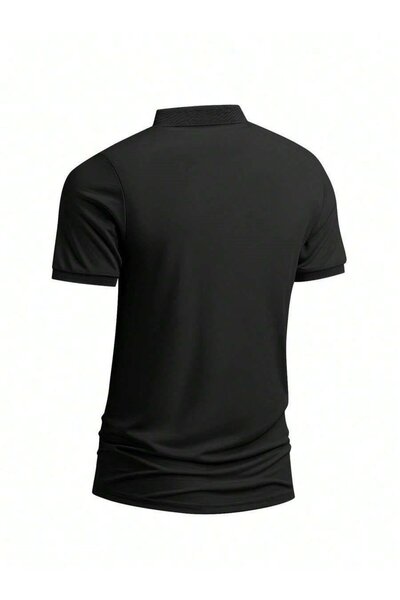 Polo State Men's Polo Neck Regular Fit Black T-Shirt