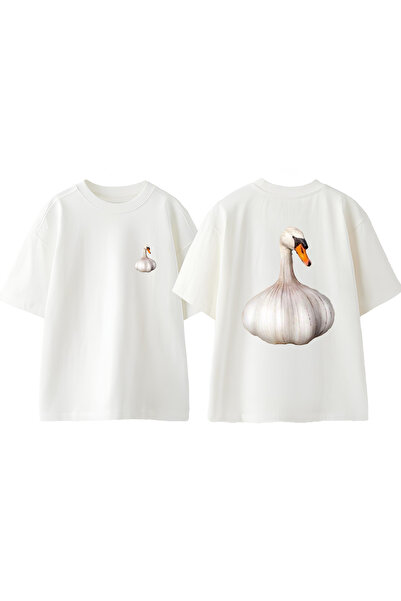 Anetos Tricou Oversize Alb din Bumbac cu Design cu Rață Ușor de Ușor cu Ulei ...