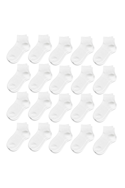turtees Kids Ankle Socks, Soft Fabric, Ages ranging 3-14, 10 or 20 Pairs, Black or White, Moisture Control