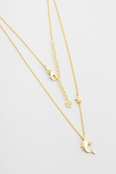 So CHIC... Little Whale 18 Ayar Sarı Altın Kaplama 46 Cm Gümüş Kolye