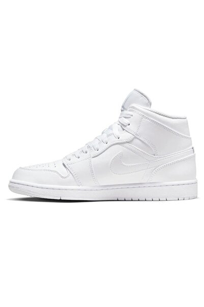 Nike Air Jordan 1 MİD Erkek Sneaker Hakiki Deri Bilekli Spor Ayakkabı Beyaz