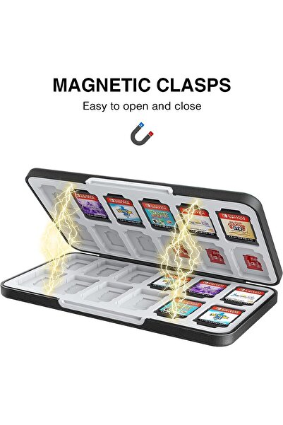 erorex حافظة بطاقات الألعاب لجهاز Nintendo Switch وSwitch Oled Switch Lite، صندوق تخزين بطاقات الألعاب مع 24 فتحة لبطاقة Micro Sd