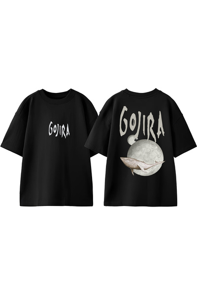 Anetos Tricou Gojira Moon Design cu imprimeu Cotton Black supradimensionat
