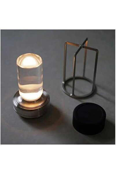 Taimi Pack of 2 Rechargeable Cordless LED Lamp,3-Colour Infinitely Dimming Battery Powered Small,Silver