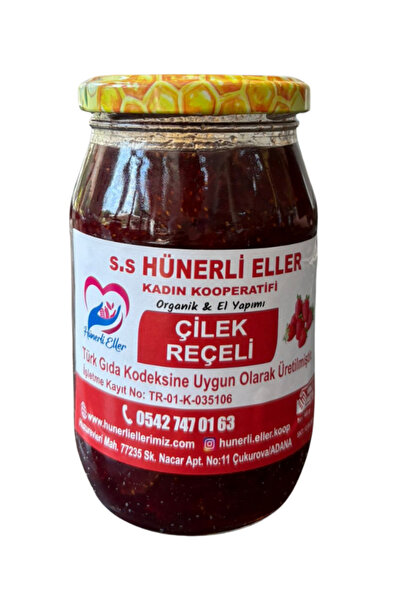 Hünerli Eller Çilek Reçeli 650gr Doğal Katkısız Hünerli Eller Adana Kadın Koo...