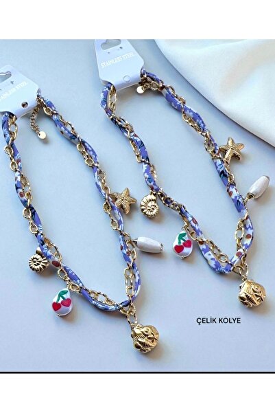 AychaAksesuar Çelik mor desenli kumaş üzerine salyangoz deniz yıldızı midye k...