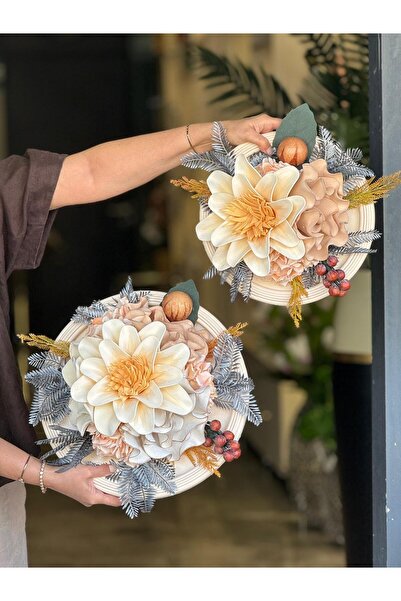 TASARIMHMODA Yapay Çiçekli Ahşap Duvar Süsü No:30