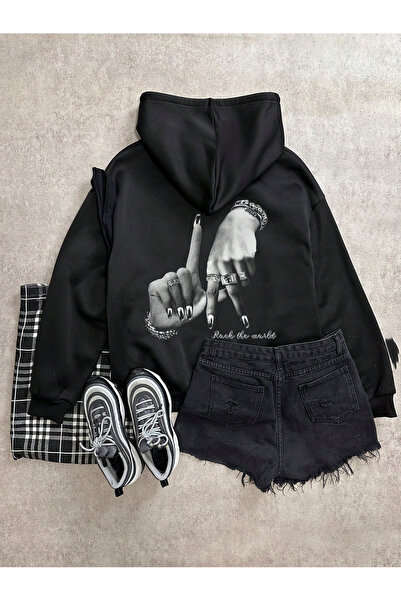 CONSTRAİN سويت شيرت مطبوع بقلنسوة كبيرة الحجم من الصوف للجنسين للرجال والنساء...