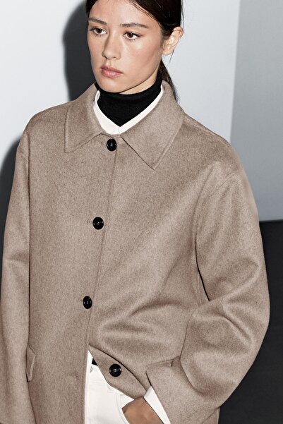 Massimo Dutti Orta yün karışımlı kaban