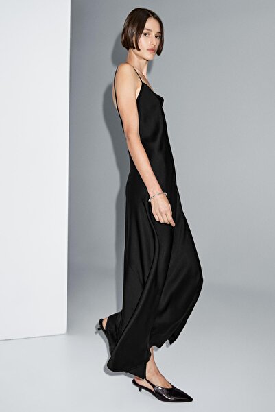 Massimo Dutti Uzun krepe kamisol elbise