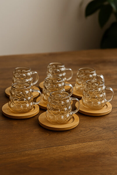 İnterlife 6 Pieces Coffee Side Glass with Base Grape Model Mini Coffee Side Glass Presentation Glass 90 ml
