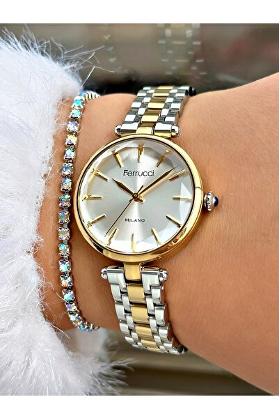Ferrucci Gold Silver Metal Women's Wristwatch