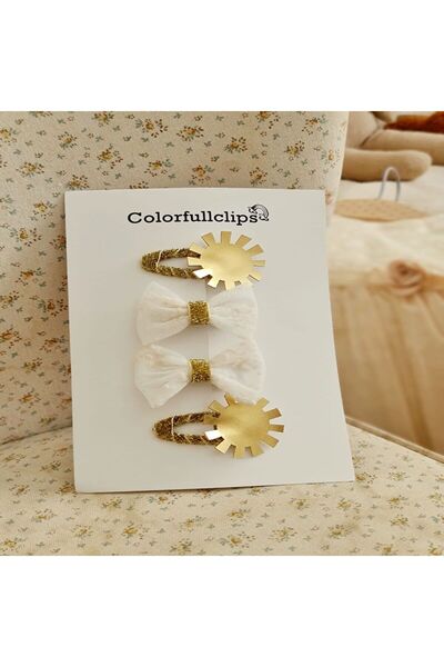 COLORFULLCLİPS Sun Snap Buckle - Tulle Bow Clip Children's Set of 4 Buckles