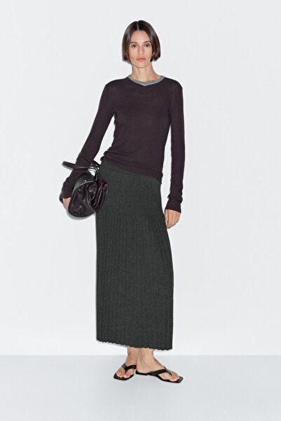 Massimo Dutti Pilili triko midi etek