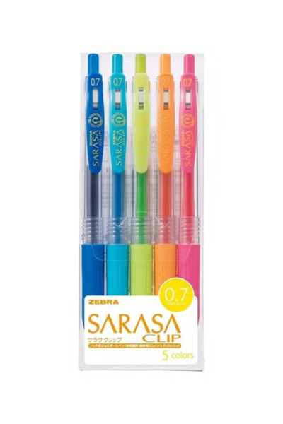 Zebra Sarasa Clip Gel Ballpoint Pen 0.7mm 5 Colors JJB15-5CAR