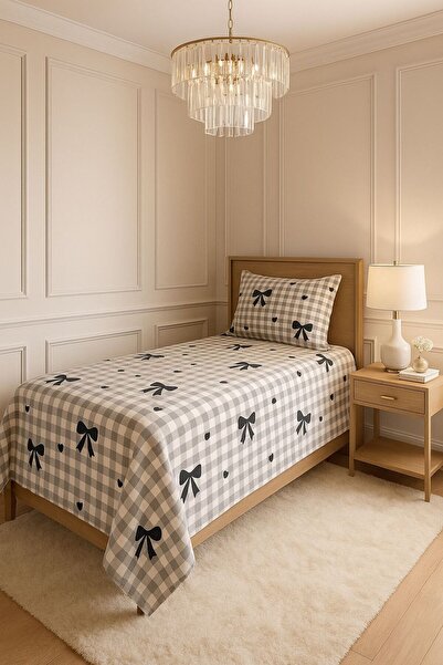Bow Patterned Single Bedspread Quilting Set