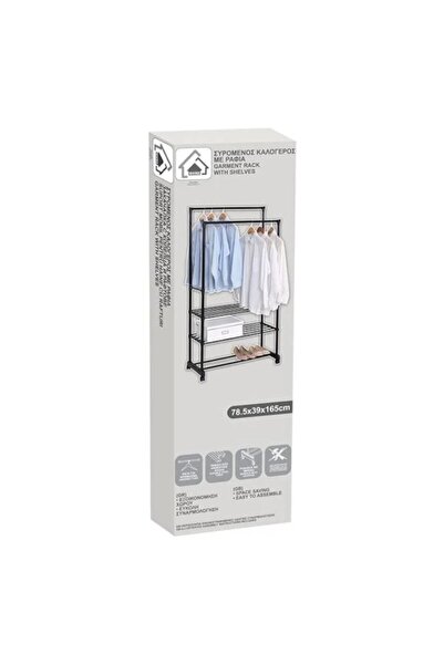 OEM Suport metalic pentru haine cu roți și rafturi, dimensiuni 78,5x39x165cm