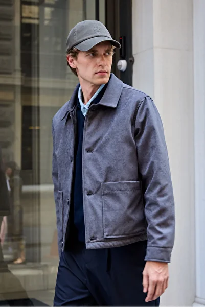 Danger Men's Suede Quilted Coat Jacket Anthracite