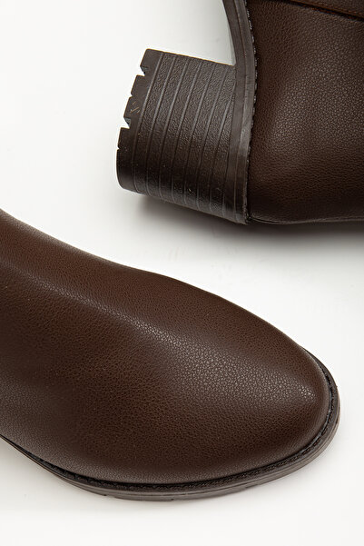 RİSSOLİ Γυναικείες μπότες με φερμουάρ σε γυαλιστερό καφέ χρώμα