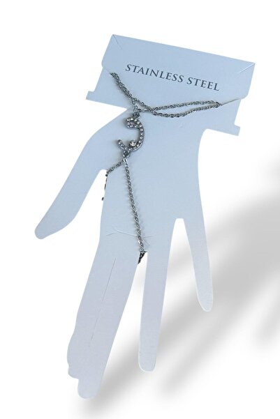 TAKIŞTIR Silver Color Stone Detailed Steel Şahmeran