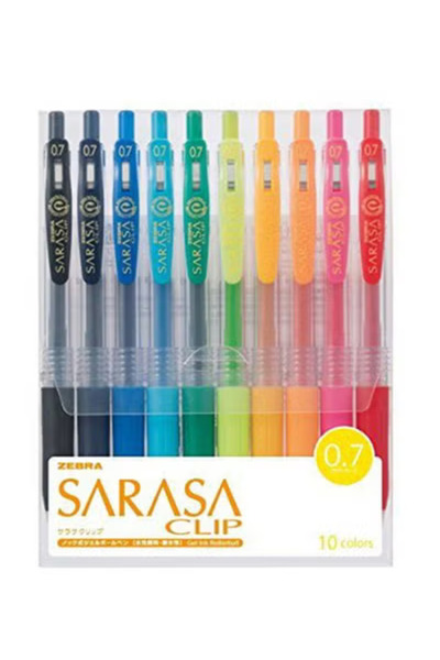 Zebra 10-Piece Sarasa Clip Gel-Ink Pens