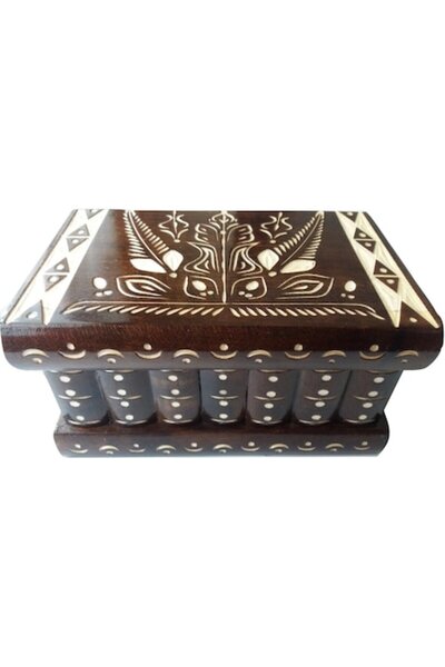 AZI Puzzle Box with Hidden Key, Secret Box Brown