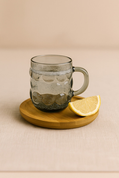 İnterlife 6 Adet Altlıklı Kahve Yanı Bardağı Üzüm Model Mini Kahve Yanı Bardağı Sunum Bardağı 90 ML