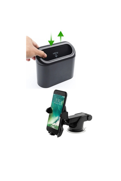 Forbin منظم سلة المهملات للسيارة مع غطاء + حامل هاتف أمامي قابل للتعديل داخل ...