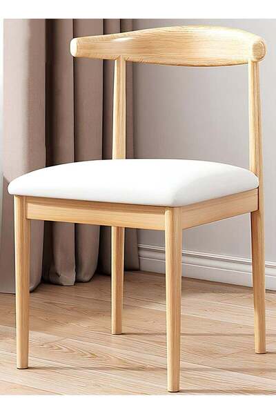 Taimi Metal Dining Chair, Fabric Upholstery, High-Density Foam Cushion, Modern Curved Back Design – White