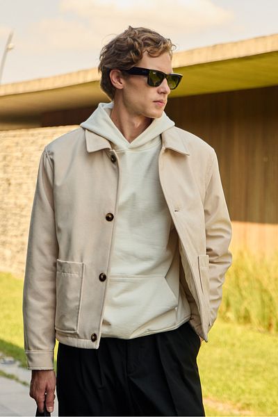 Danger Men's Suede Quilted Coat Jacket Stone