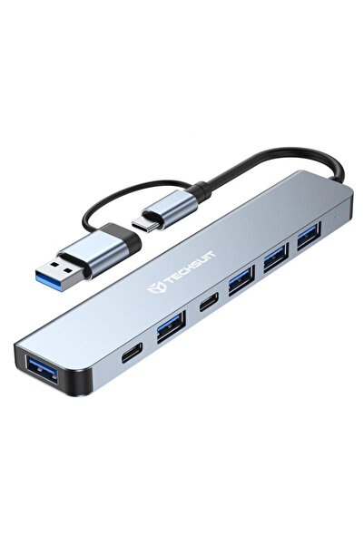 Techsuit Hub USB, Type-C to USB 3.0, 4x USB 2.0, 2x Type-C H6
