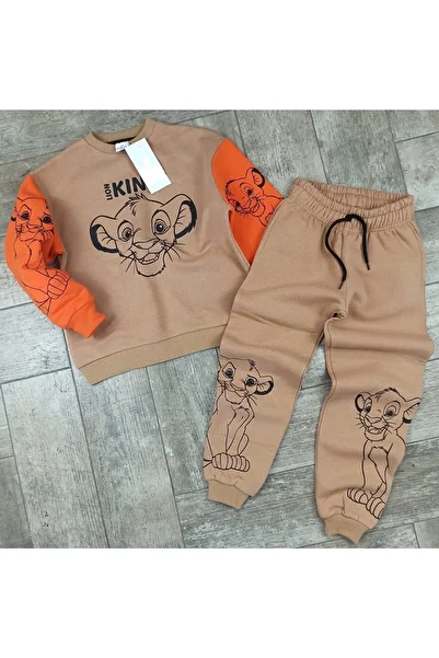 gnygiyim Unisex Children's Thick Character Printed Tracksuit Set