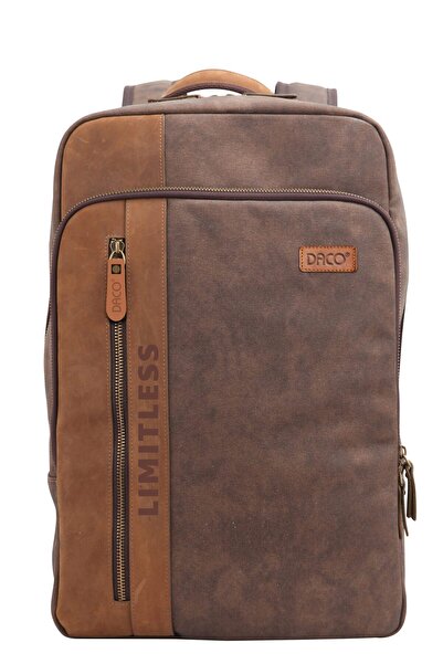 daço Backpack with Laptop Compartment, Color Brown, Material Leather, Dimension 43.5x29x13.5cm