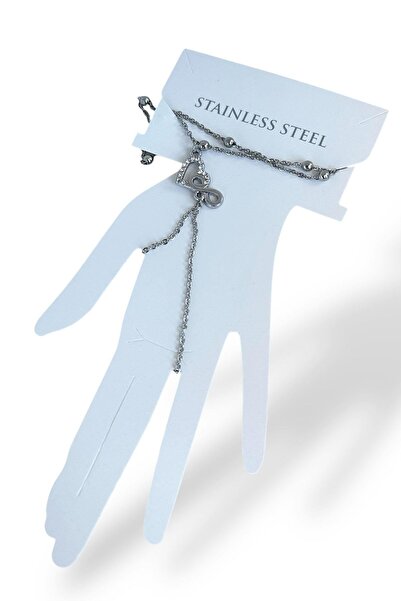 TAKIŞTIR Silver Color Steel Shahmeran with Heart and Infinity Figures and Stone Detail